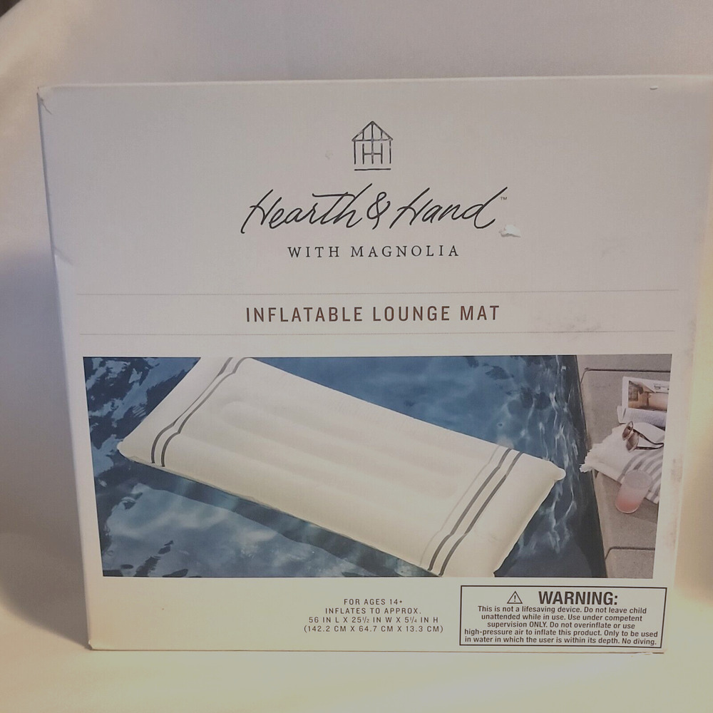 Hearth & Hand with Magnolia Inflatable Lounge Mat 56" x 25" x 5 1/4" White Pool